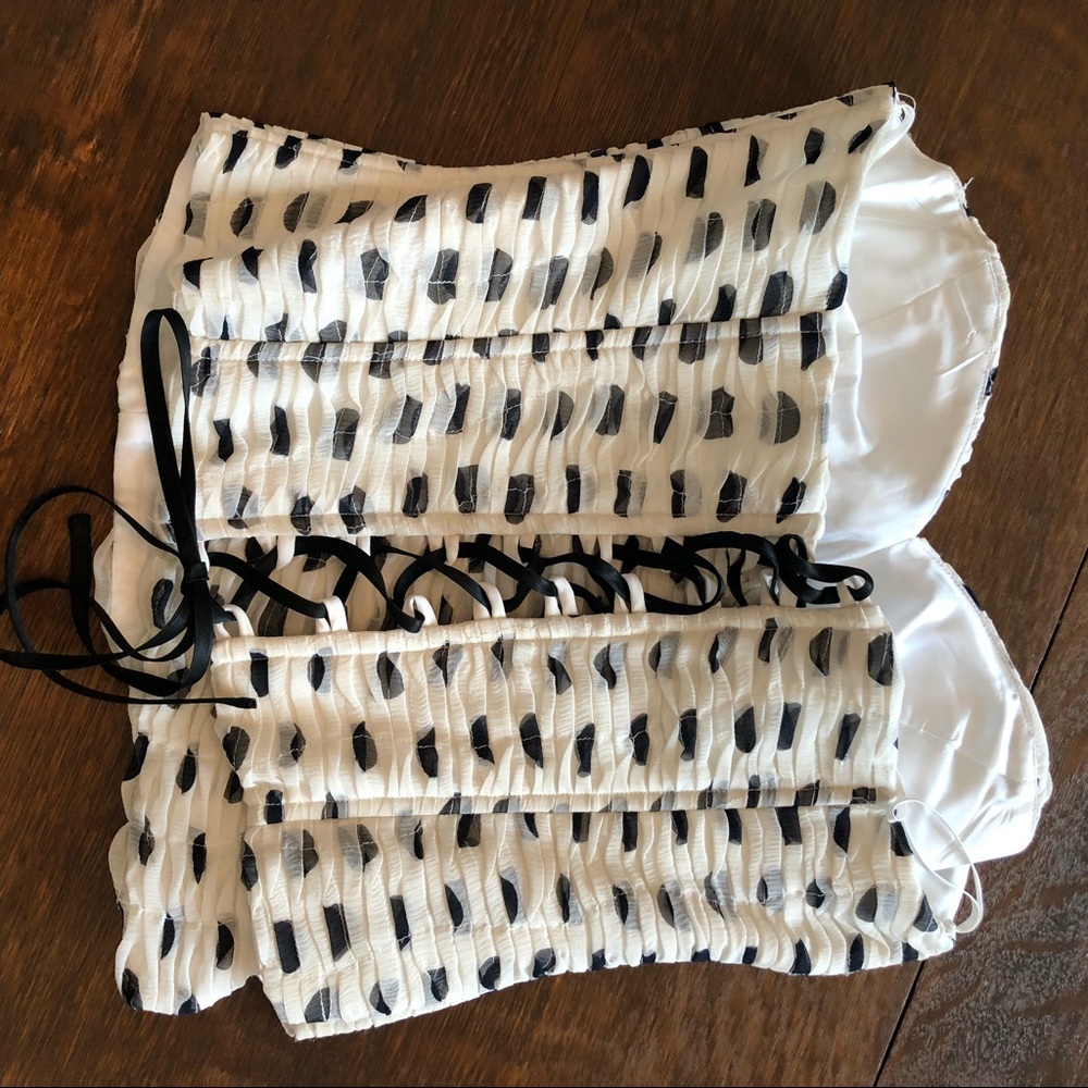 Designer Corset Top - White with Black Polka Dots